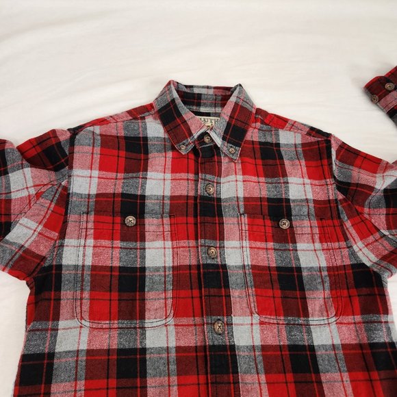 DULUTH Red Gray Plaid Free Swingin' Flannel Trim Fit Shirt Size S LIKE NEW! - Picture 9 of 16